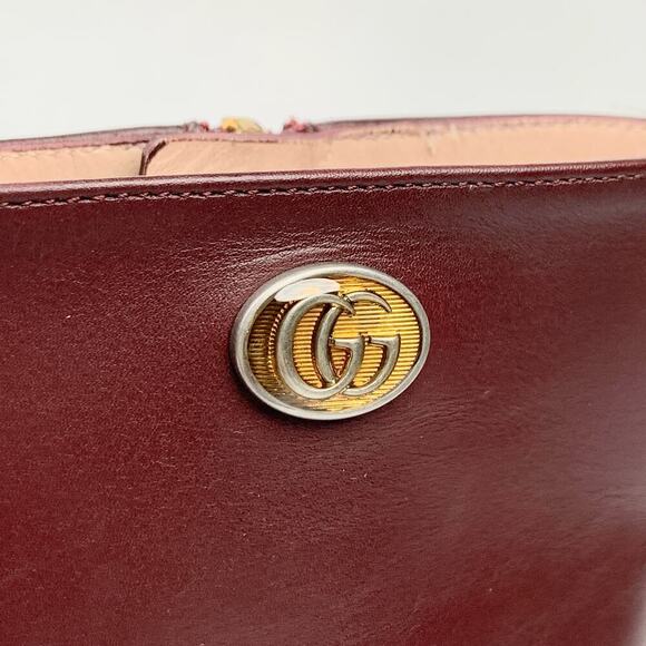 NIB GUCCI Red Burgundy Rosie Strap GG Logo Size 37 Bootie Boots - Picture 10 of 13